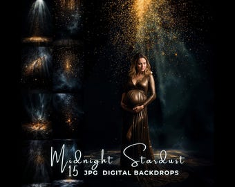 Midnight Stardust Photography Backdrop Glittering Digital Background Photoshop Overlay Digital Backdrop Black Star Photography Background