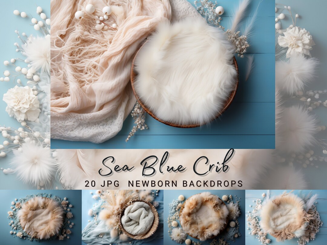 Newborn Digital Photography Backdrop Sea Blue Crib Photography ...