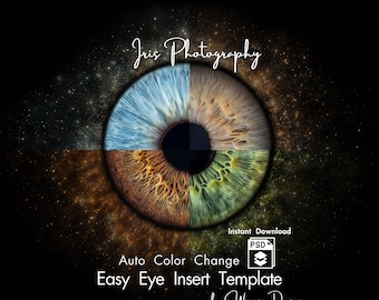 Eye Color Auto Change Iris PSD Mockup, Photoshop Iris Template PSD, Iris Photography Overlay PSD Macro Eye Photoshoot Mockup