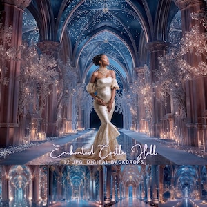Enchanted Castle Hall Digital Backdrop, Christmas Photography, Fairytale Portrait (JPG File)