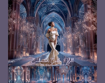 Enchanted Castle Hall Digital Backdrop, Christmas Photography, Fairytale Portrait (JPG File)