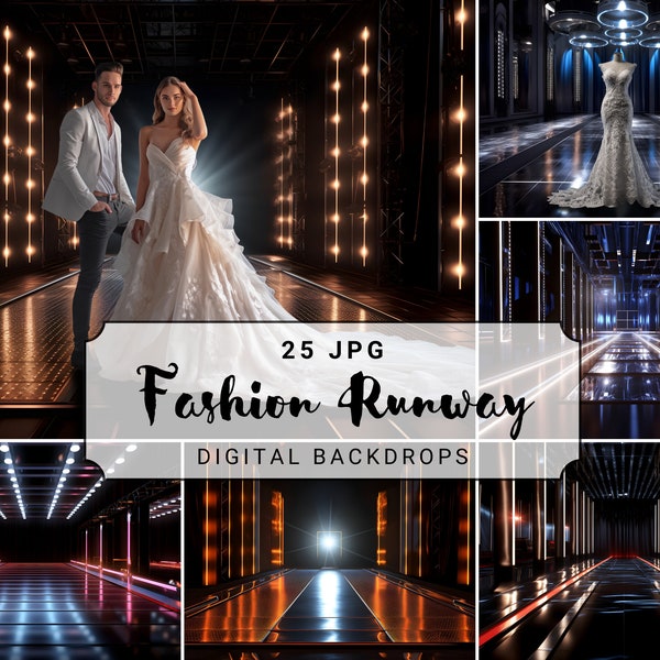 Fashion Runway Digital Backdrop Catwalk Stage Background Fashion Photoshoot Stage Performers Studio Designer Project Wardrobe Showcase