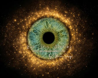 Digital Eye Iris Overlay Backdrop – Easy Eye Insert Photography with Transparent Frame, Photoshop Overlay JPG PNG PSD Background File