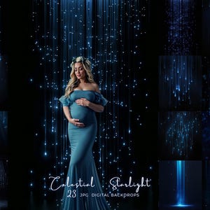 Celestial Starlight Fotografieachtergrond Glinsterende digitale achtergrond Photoshop-overlay Digitale achtergrond Blauwe ster Fotografie-achtergrond