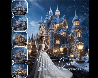 Schneeschloss Digital Backdrop Märchen Hintergrund Mutterschaft Fotografie Backdrop Gefrorene Digitaler Hintergrund Prinzessin Backdrop