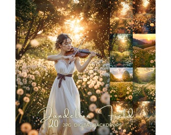 Dandelion Field Digital Backdrop Portrait Photoshop Overlay Golden Hour Maternity Photography Scenery Backdrop Digital Composite Background
