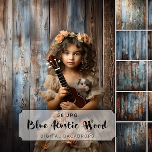 Blue Rustic Wood Digital Backdrop – Textured Wood Background, Rustic Photography Overlay, Fine Art Studio Composite, Photoshop Background