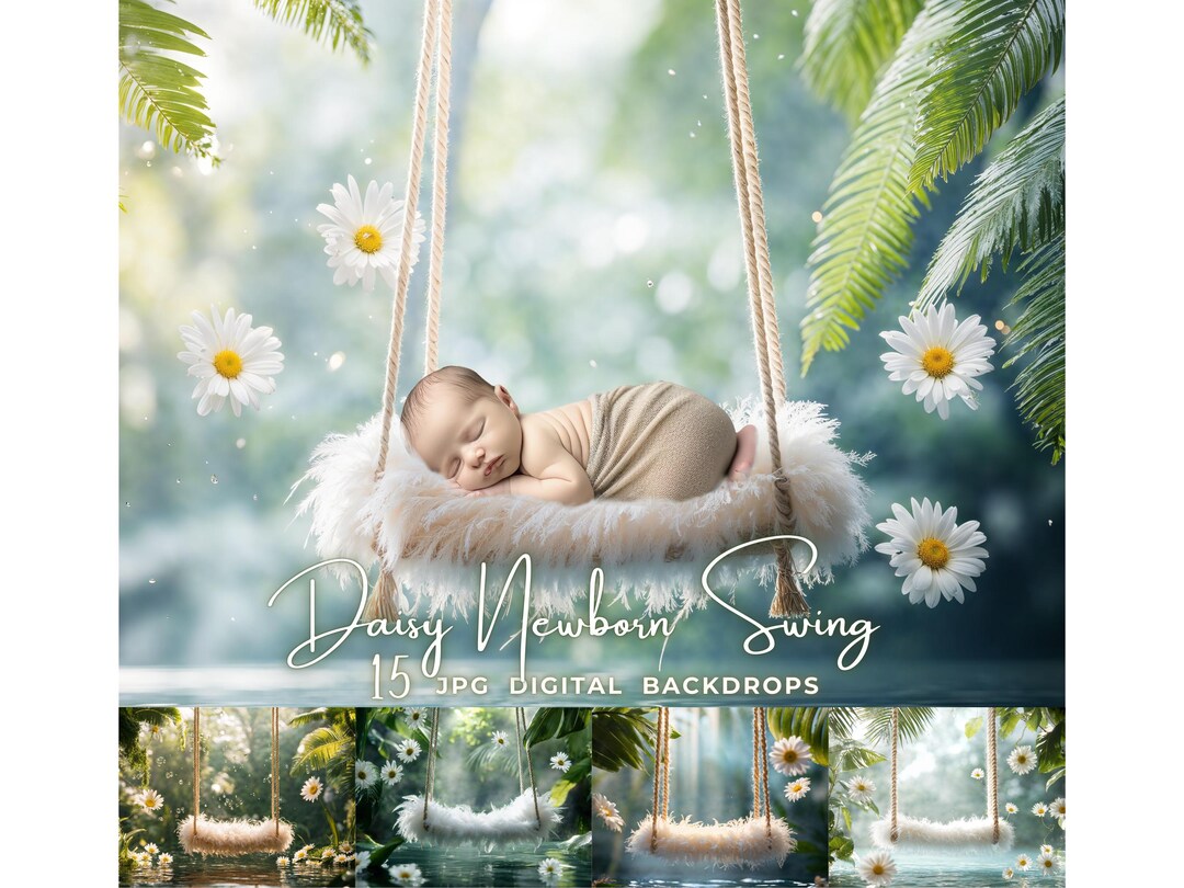 Newborn Digital Backdrop Daisy Swing, Baby Photography Background ...