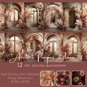 Ancient Arch Digital Backdrop Floral Maternity Background Overlay Fine Art Studio Photography Background Wedding Photoshoot Composite