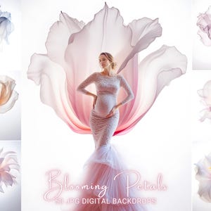 50 Flower Digital Backdrop – Blooming Petals Backlit Floral Background, Photography Overlay, Wedding & Portrait Digital Composite Background