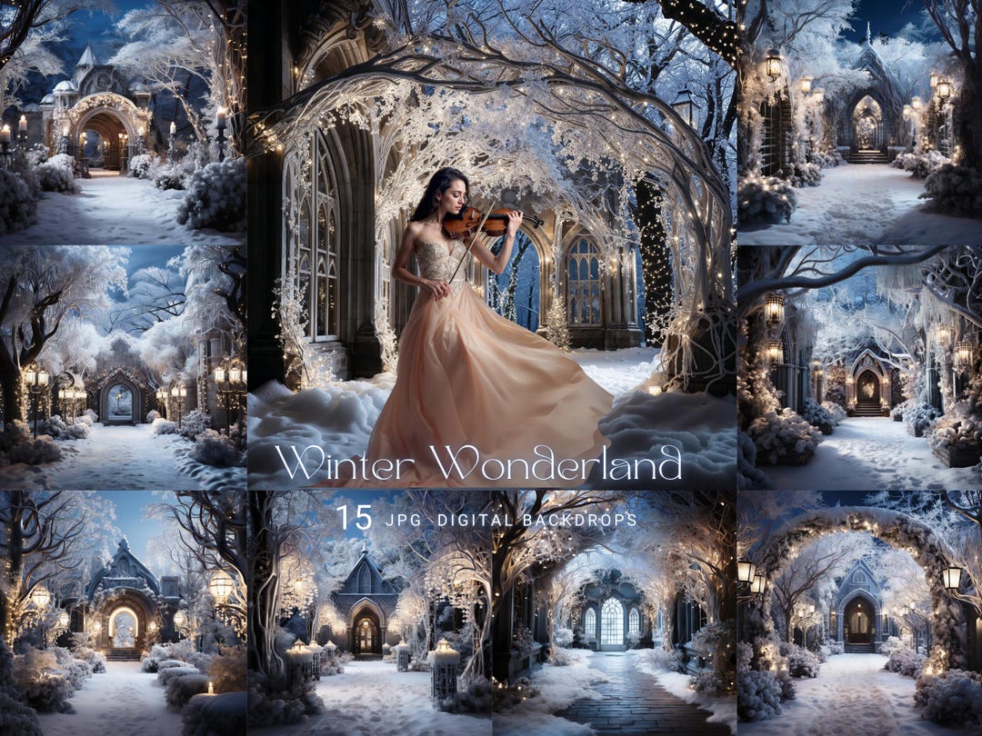 Digital Backdrop Winter Wonderland – Snowy Christmas Background, Frozen ...