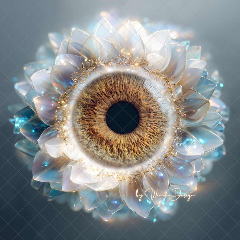 Eye Iris Overlay Frame – Blue Floral Easy Eye Insert Photography ...