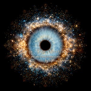 Marco para fotografía de iris de ojo humano: fondo navideño con iris brillante, fondo para Photoshop con inserción de ojo, superposición transparente en JPG, PNG y PSD.