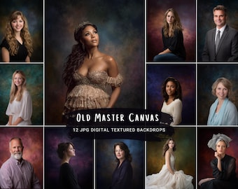 Old Master Canvas Digital Backdrop – Painterly Studio Texture Background, Classic Portrait Photography Backdrop, Fine Art Photo Overlay