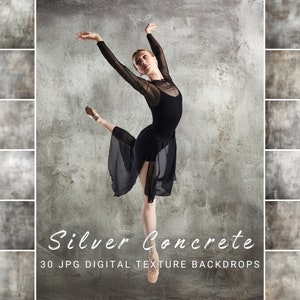 May include: 30 digital backdrop images featuring a silver concrete texture. The images are high-resolution and perfect for photographers, designers, and artists.
