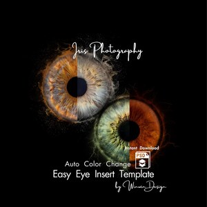 Duo Iris Paar PSD Vorlage Auto Farbwechsel, Digitale Augen Fotografie Mockup, Photoshop Overlay Energie Explosion Auge Kunst Datei