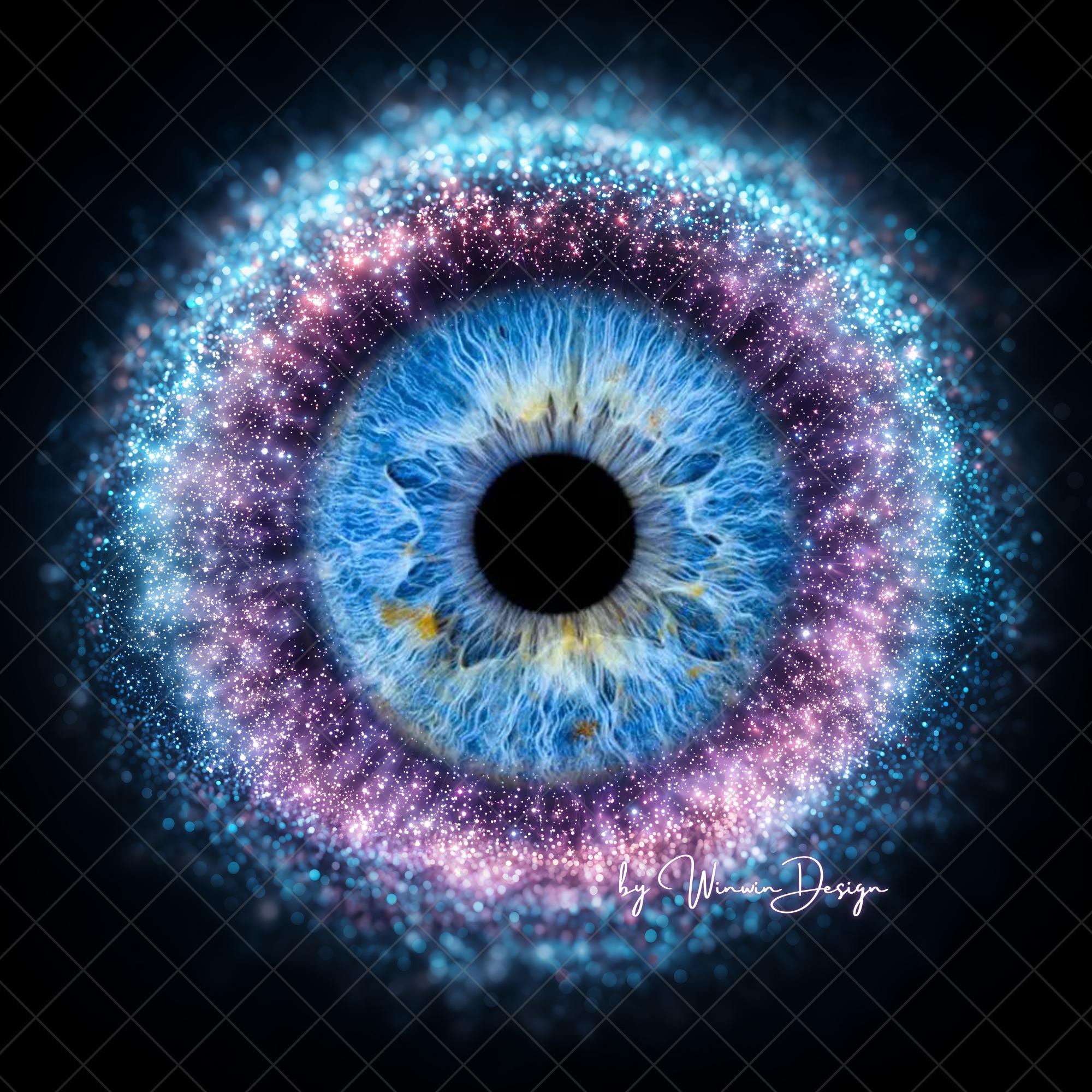 Glittering Iris Overlay Frame – Transparent Center for Easy Eye Insert ...