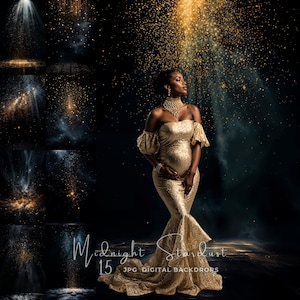 Toile de fond photographie Poussière d'étoiles de minuit Fond numérique scintillant Superposition de Photoshop Toile de fond numérique Étoile noire Fond de photographie