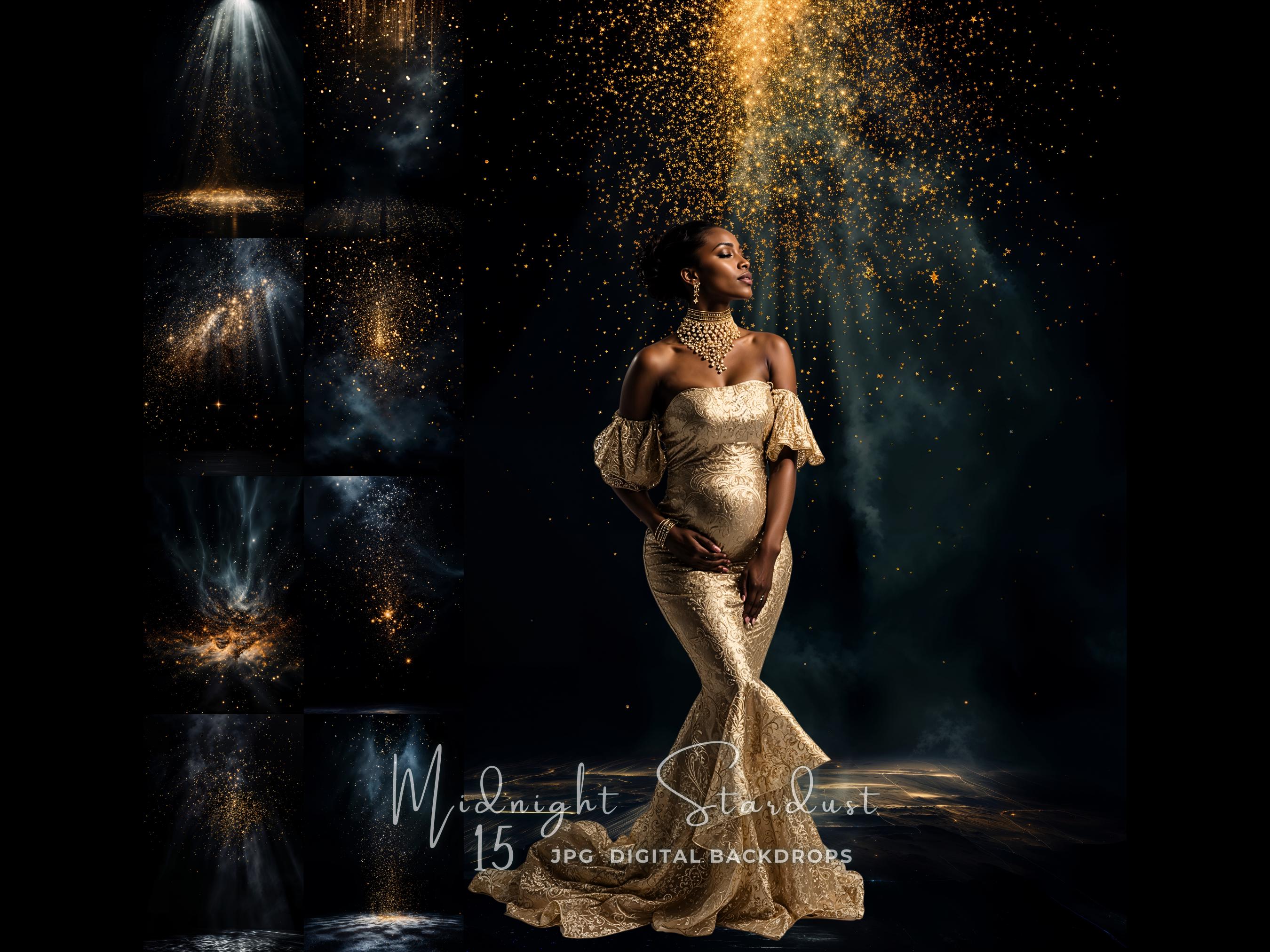 Midnight Stardust Photography Backdrop Glittering Digital Background ...