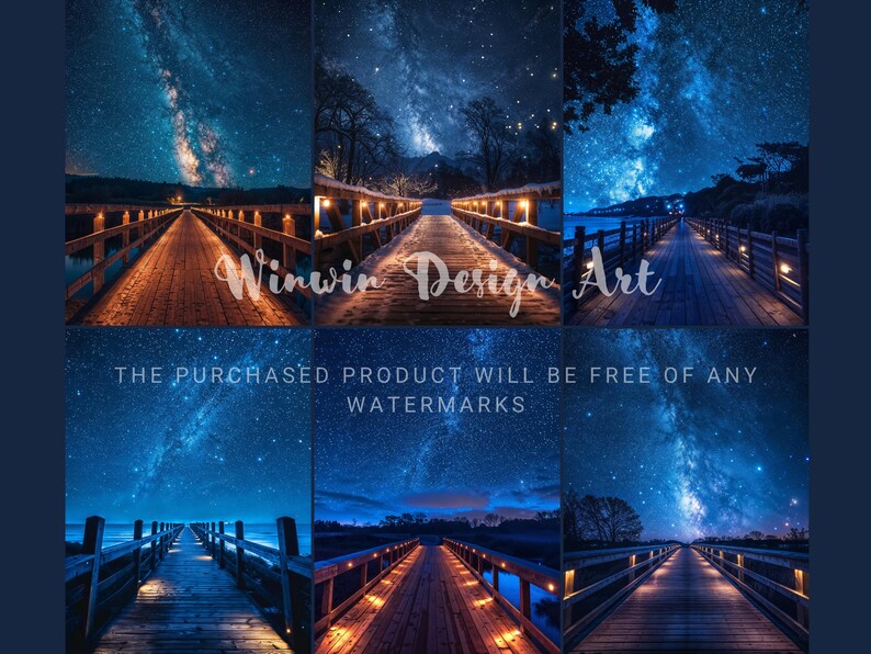 Wooden Bridge Starry Night Digital Backdrop, Maternity Portrait ...