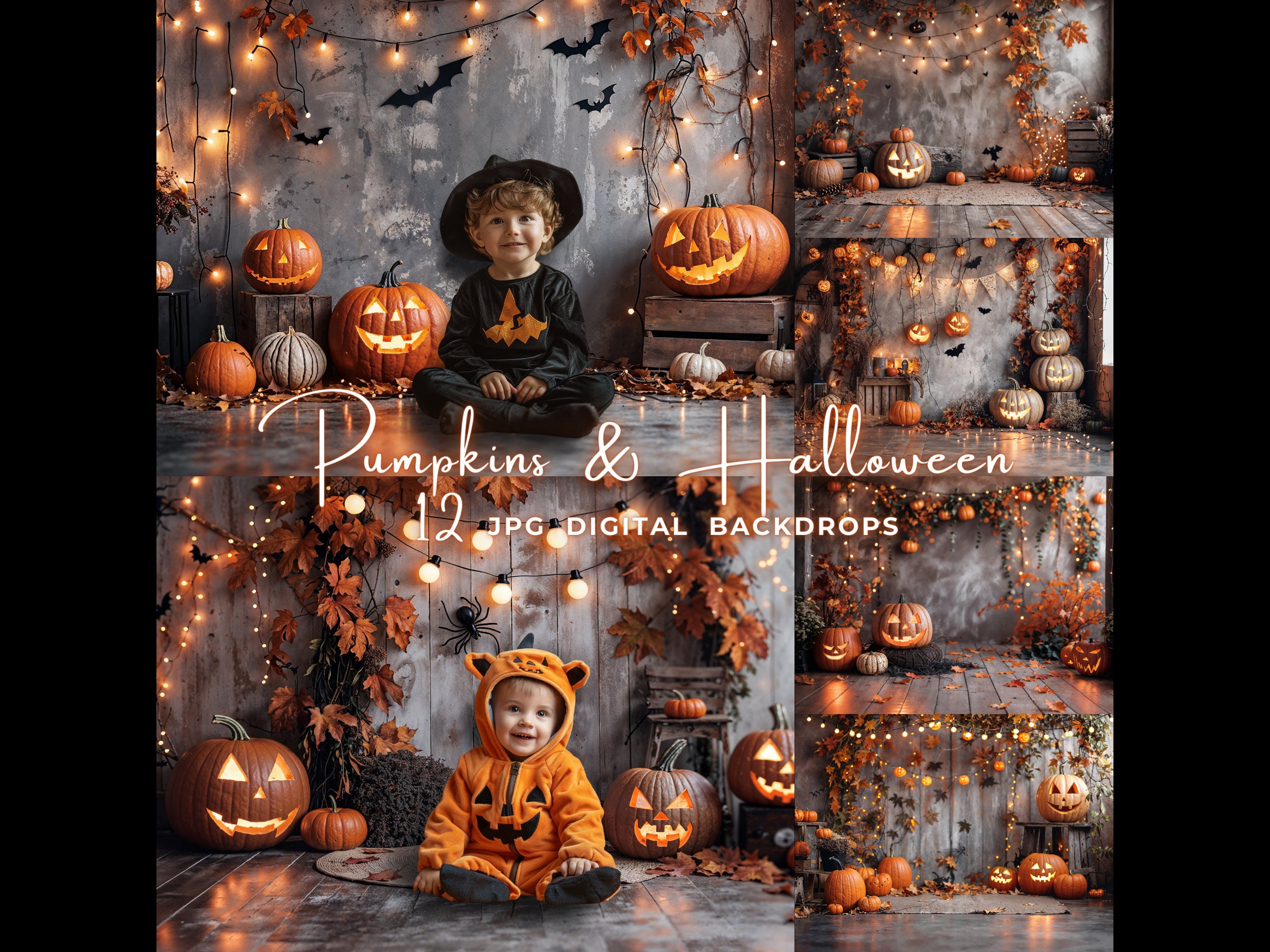 Fotohintergrund Herbst Kürbis & Pampasgras – 2,1x1,5 M, Polyester, Für Babyparty & Fotoshooting