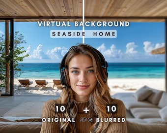 Seaside Zoom Background Ocean View | Virtual Coastal Backdrop for Zoom / Teams | Home Office Beach Scene