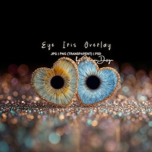 Cadre de superposition d'iris des yeux - Art de la photographie en forme de coeur pour couple de la Saint-Valentin, étui Iris Photoshop fond composite JPG PNG PSD Téléchargement instantané