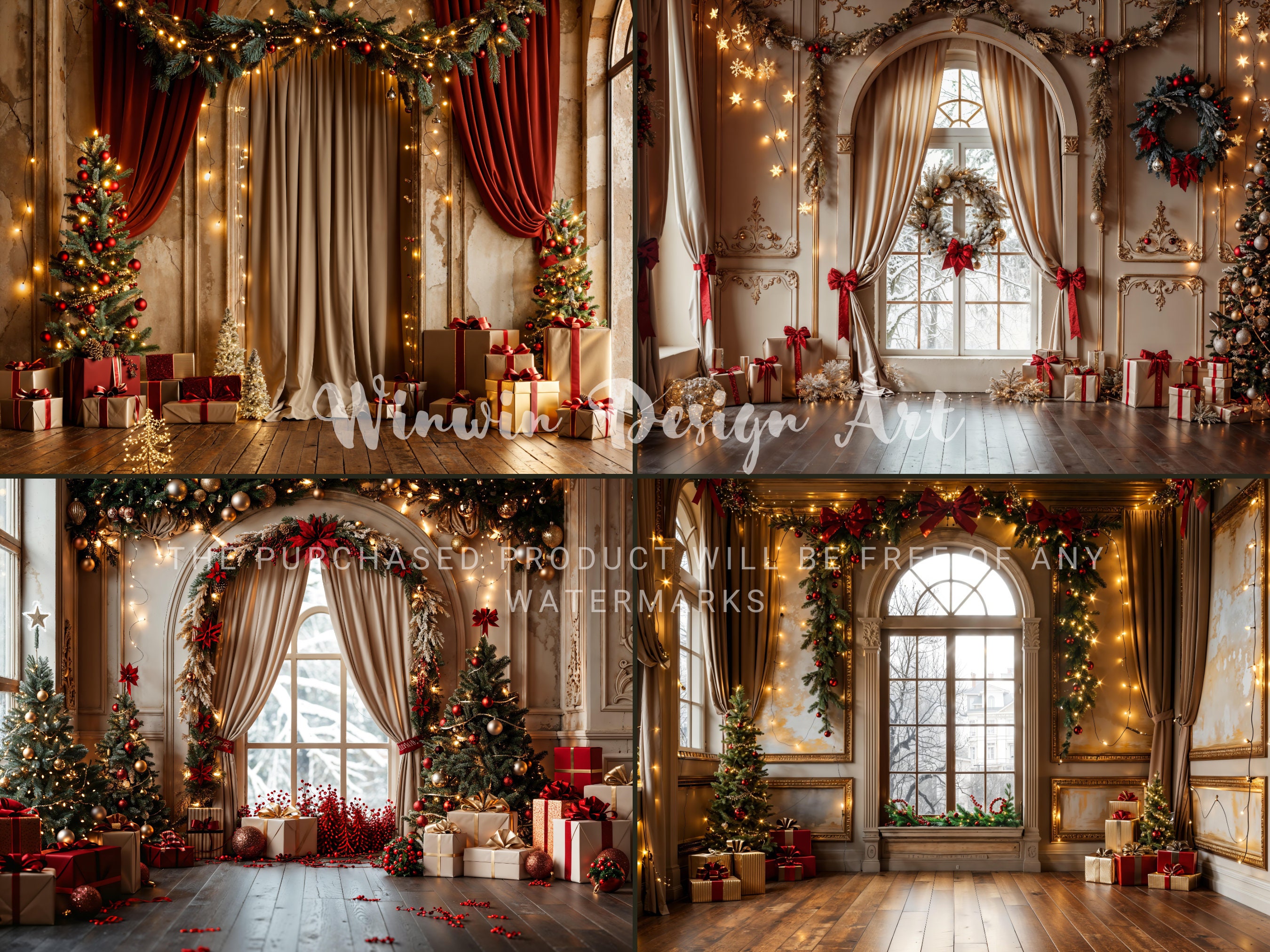 Merry Christmas Digital Backdrop Christmas Room Background Christmas ...