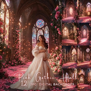 Pink Gothic Digital Backdrop Maternity Digital Background Valentine's Floral Photoshop Overlay Photography Backdrop Portrait Background