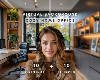 Fondo virtual para oficina en casa: fondo acogedor para Zoom, fondo para reuniones de Google Meet, fondo digital para espacio de trabajo en línea