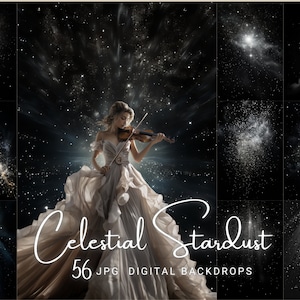 Celestial Stardust Photography Backdrop – Glittering Galaxy Digital Background, Starry Sky Photoshop Overlay, Cosmic Digital Backdrop