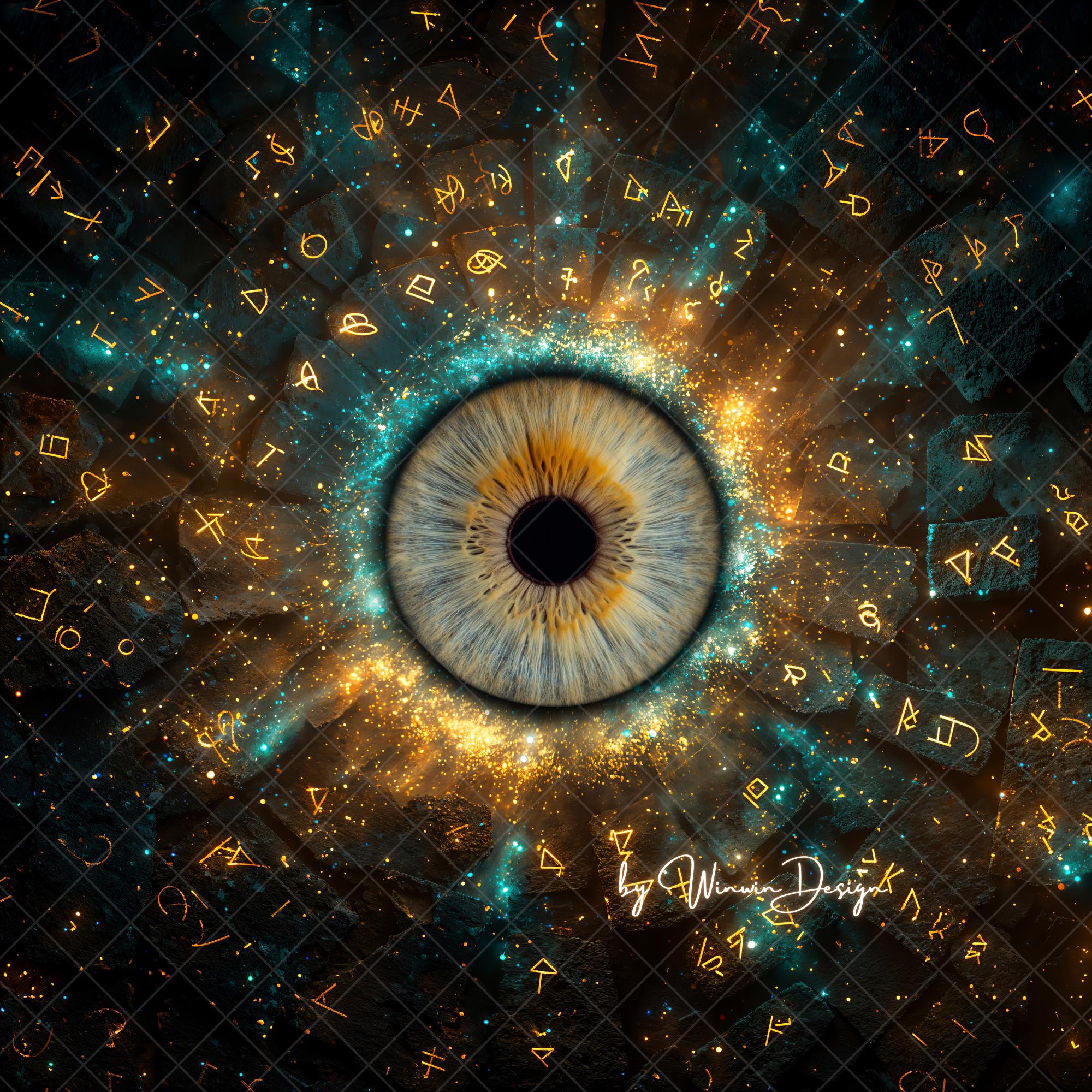 Eight Point Rune Eye Mystical Symbols Eye Iris Photoshop Composite Background, Ancient Runes ...