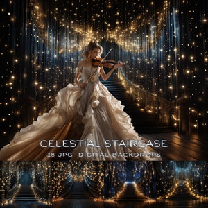 Celestial Staircase Digital Backdrop Stairs Digital Background Maternity Overlay Photography Backdrop Wedding Photography Composite Backdrop