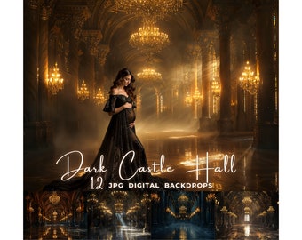 Dark Castle Digital Photography Backdrop Castle Hall Digital Background Photoshop Overlay Digital Backdrop Palace Digital Backdrop Overlay