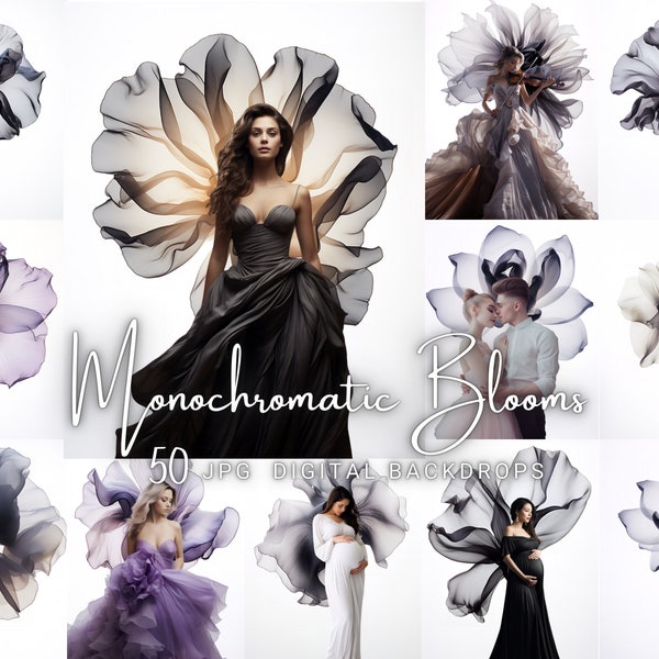 50 Schwarz Floral Digital Backdrop Blühende Blume Digitaler Hintergrund Schwarzer Hintergrund Fotografie Hintergrund Große Blume Fotografie Hintergrund