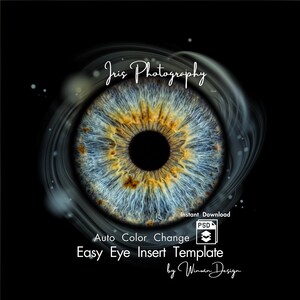 PSD-Vorlage mit automatischer Farbänderung für die Iris, Photoshop-Mockup zum Einfügen von Augen, Iris-Overlay-Rahmen, benutzerdefinierte Augengrafik (digitaler Download)