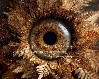Fondo digital de iris de ojo: marco transparente superpuesto para fotografía con inserción de ojos con hojas de otoño. Archivo de fondo JPG, PNG y PSD para Photoshop.