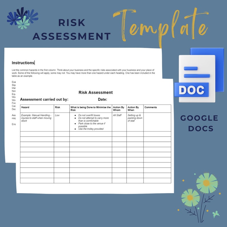 Risk Assessment Template for Small Businesses. Record and Document Risk