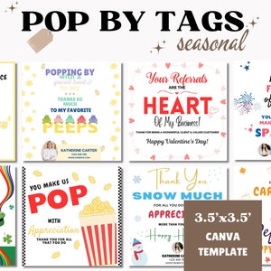 11 Pop by Tags | Set of Realtor Pop by Tags | Real Estate Pop by Tag, Real Estate Marketing Christmas Easter Summer Printable Editable CANVA