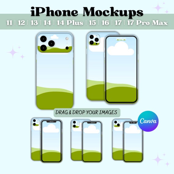 iPhone Smartphone Mockups, iPhone 17, 16, 15, 14, Canva Template, iPhone Case Mock up, Sublimation iPhone, Camera Cover, Screen, Blank Phone