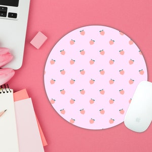 Round Mouse Pad, Mouse Mat, Desk Mat, Desktop Mat with a Apple Mouse aside of it, realistic mouse pad representation design using the mouse pad mockup