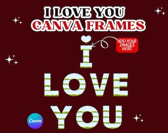 Love Canva Photo Frames Template, Photo Collage, Photo Layout, Anniversary Photo Romantic Gift, DragDrop, Love Couple, Valentines Love Canva