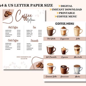 Coffee Menu, Coffee Shop Menu, Template, Cafe Menu, Price List, Coffeehouse, Digital Instant Download, Canva Editable Menu | Modern Business image 3