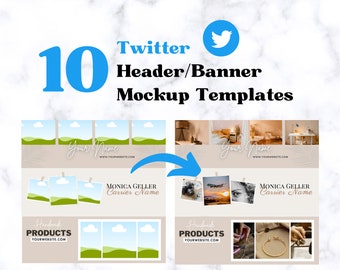 10 Twitter Banners | Twitter Banner Mockup Template | Twitter Cover Picture | Customizable w/ Canva Twitter Banner Profile Pic | X Banners