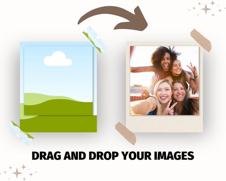 Polaroid Canva Template, Instax, Analog Photo, Retro Picture, Drag and
