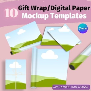 Modello di confezione regalo, modello di carta, carta regalo, carta da regalo, modello di tessuto, modello di carta digitale, modello di modello di carta per scatola regalo Canva Template