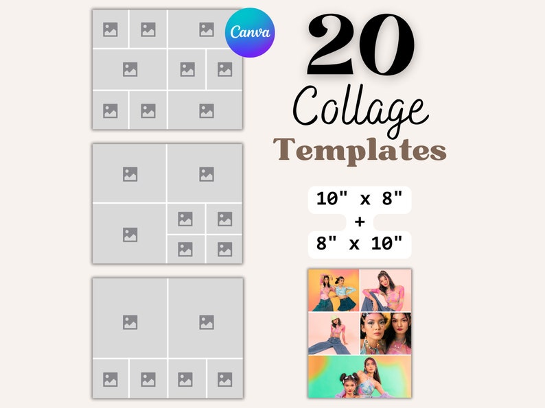 10x8 and 8x10 Create Picture Collage Templates Canva, 20 Editable Image