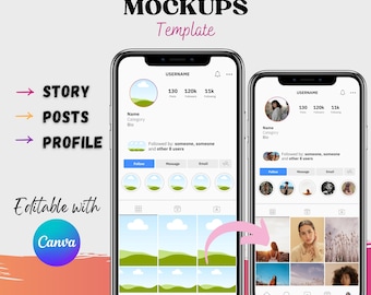 Instagram Post Story Mockup Template Bundle | Instagram Feed Account Grid Mockup, Instagram post layout, Instagram Canva, Instagram design