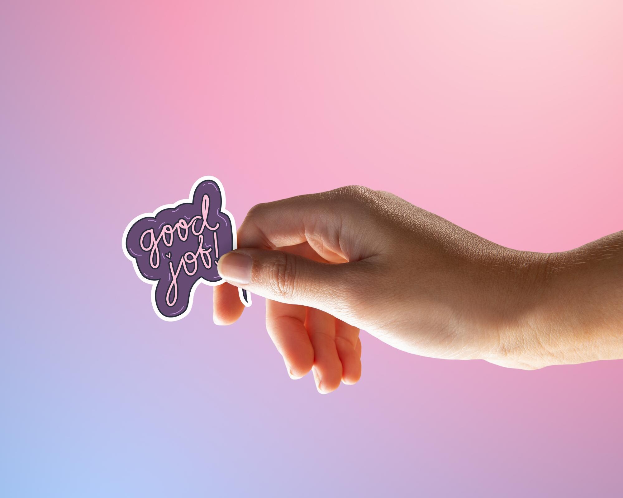 Sticker Mockup Canva, Hand Sticker Mockup Template, Round Sticker ...