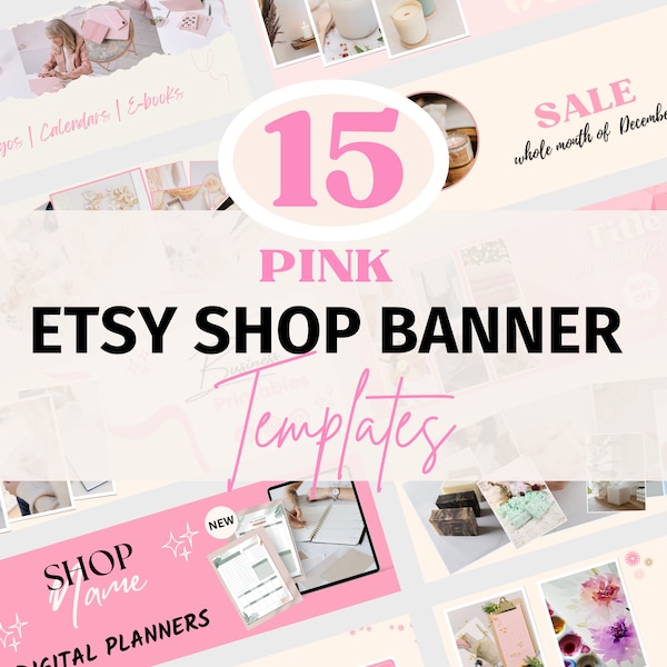 Pink Etsy Banner Templates Mockup Frames Canva - Etsy Shop Cover Picture Etsy Shop Template - Banner Personalised Etsy Store Banner Branding